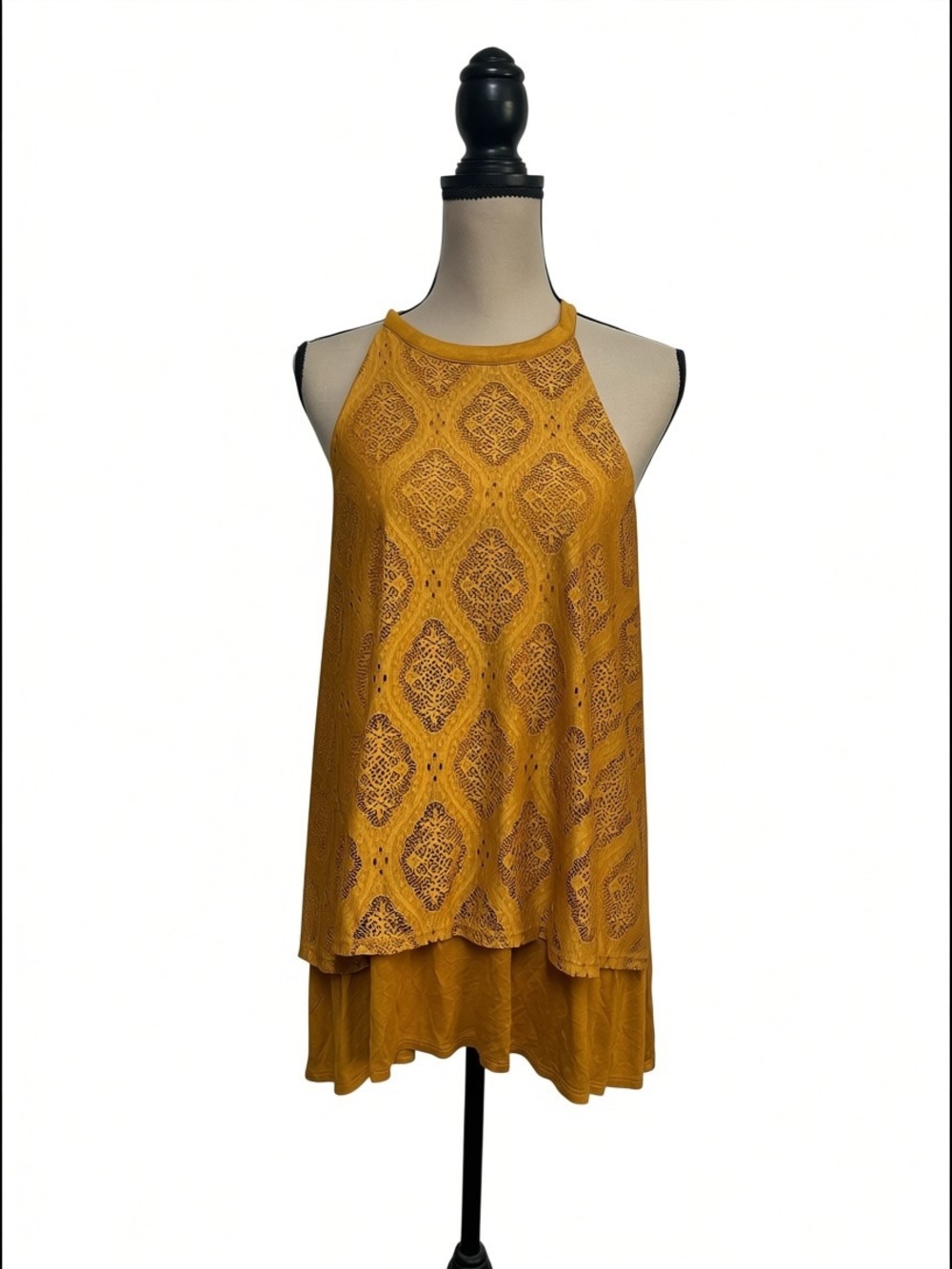 Shyanne Mustard Yellow Boho Crossover Back Top Size XL NWT - Picture 2 of 6